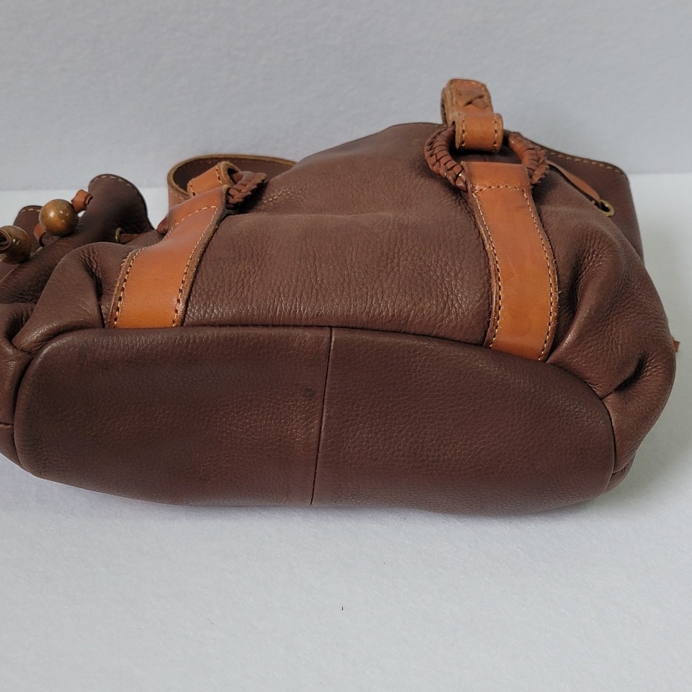Fossil Brown Leather Floral Embossed Satchel with Tan Straps - Picture 11 of 13